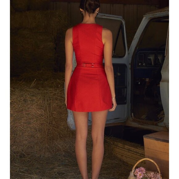 Mirror Palais Le Robe in Rouge Red Small New Womens Mini - Picture 14 of 16